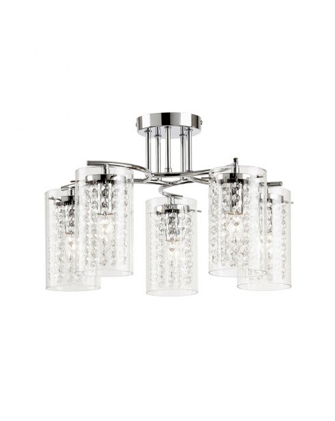 Endon Alda 5 Light Chrome and Crystal Semi-Flush Fitting ALDA-5CH